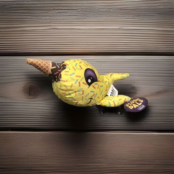 BMI Plush Pals Yellow Narwhal Ice Cream Cone Sprinkles Stuffed Animal Toy Tags - Picture 1 of 10